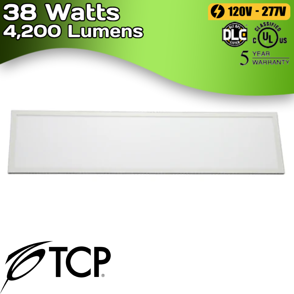 1x4 Flat Panel - 38 Watt Max - 4200 Lumen Max - Wattage and Color Selectable LED Panel Fixture - 2 Pack