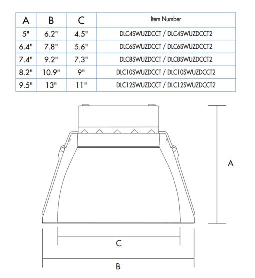 6" Can Light - 8/10/15 Watts - 27/35/50K - AC 120~277 Volts