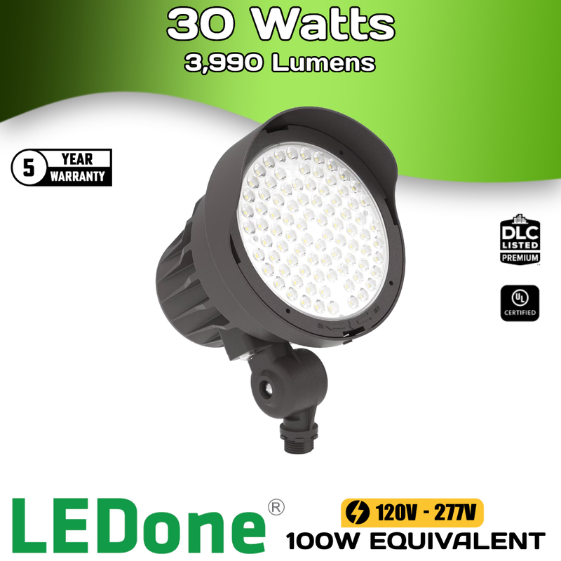 LEDone 30 Watt - 3,990 Lumen - 30/40/50K - Bullet Flood Lights