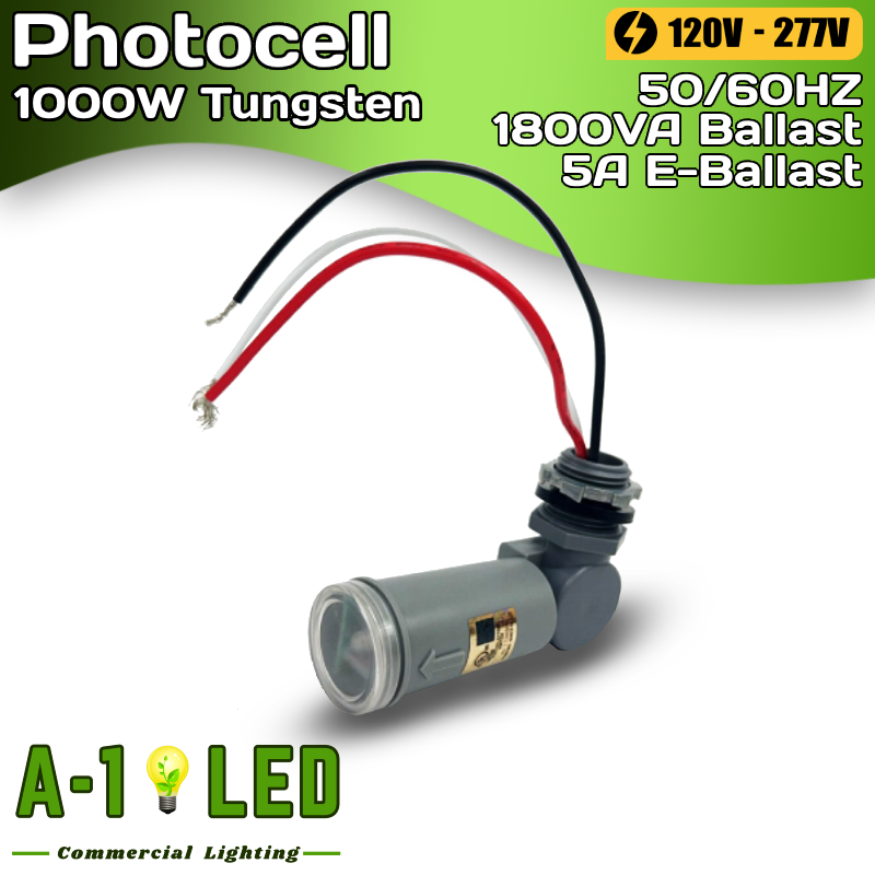Photocell - AC 120~277 Volt - 1000W Tungsten - 50/60Hz - 1800VA Ballast - 5A E-Ballast