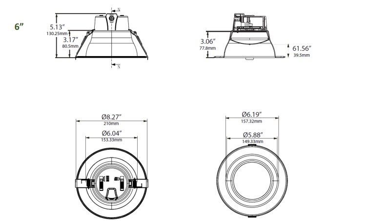 LEDone Down Lights 4", 6", 8", & 9.5"