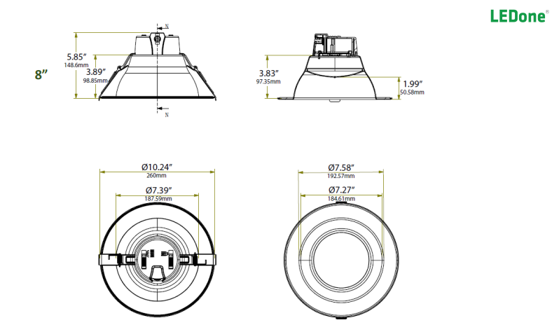 LEDone Down Lights 4", 6", 8", & 9.5"