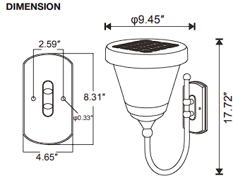 Solar LED round Wall Mount Light