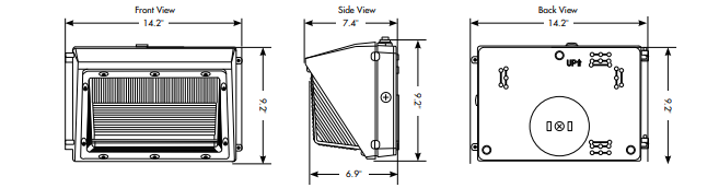 LED 115W Wall Pack DIM 30/40/50K
