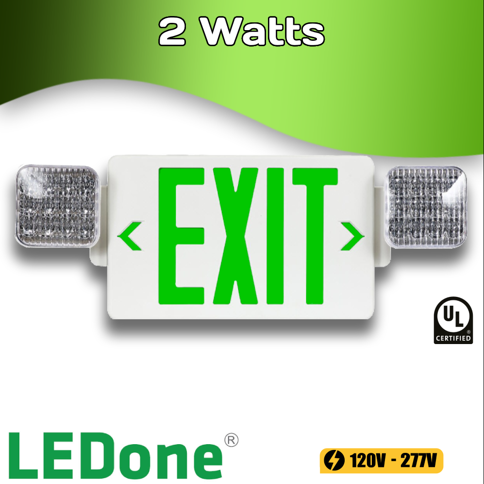 LEDone Green Double Headlight Emergency Exit Light