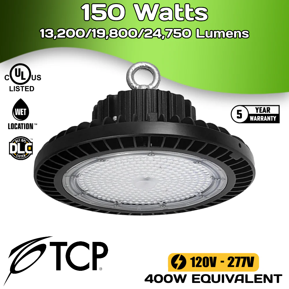 24,750 Lumens - 150 Watt (Adjustable) - 5000 Kelvin - TPC Economy UFO LED High Bay Luminaire Light Fixture