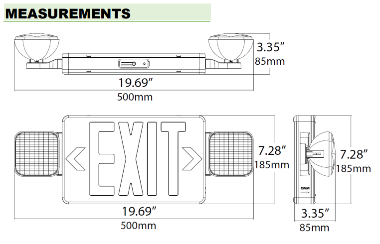 LEDone Green Double Headlight Emergency Exit Light