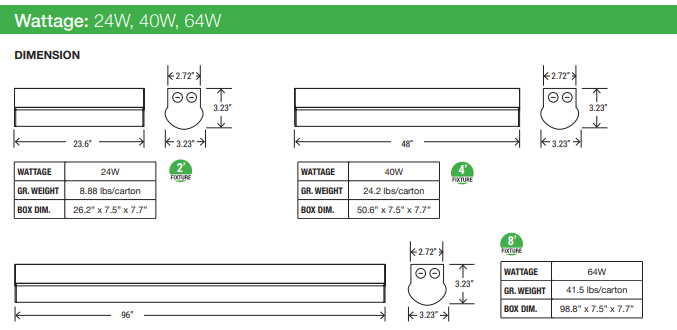WSD 2ft, 4ft, 8ft Linear Strip Lights