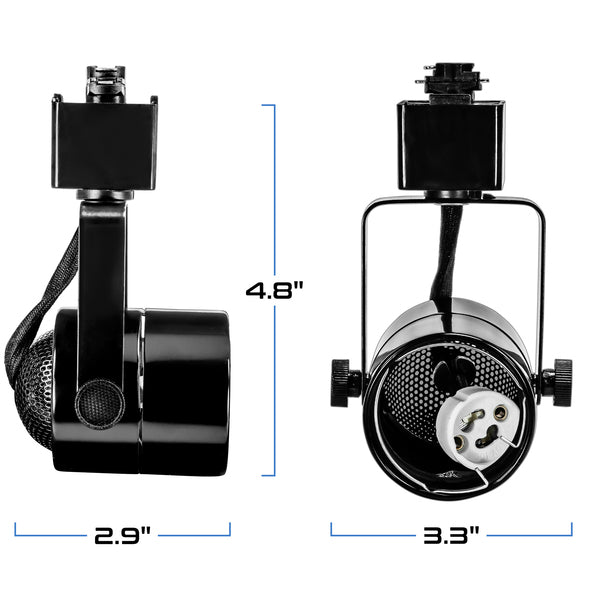Track Light Fixture - Cylinder - Black - MR16 GU10 Base