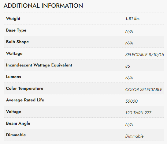 6" Can Light - 8/10/15 Watts - 27/35/50K - AC 120~277 Volts
