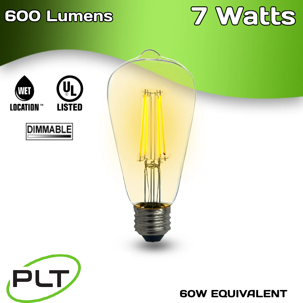 LED Edison Bulb - 600 Lumens - 7 Watt - 2200 Kelvin