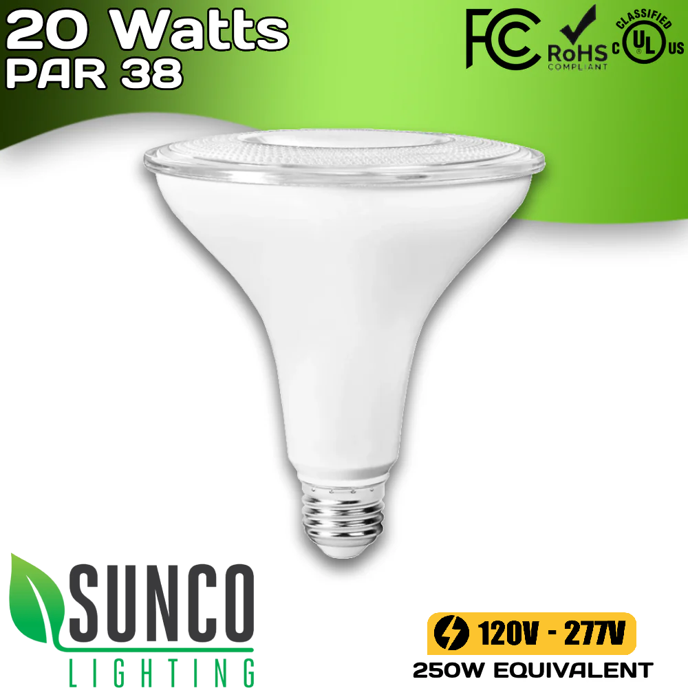 PAR38 - 20 Watts - 2800 Lumens - 3000 Kelvin - Sunco