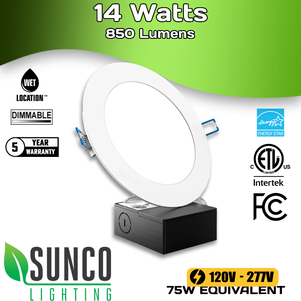6" LED Downlight - 14 Watts - 850 Lumen - Sunco