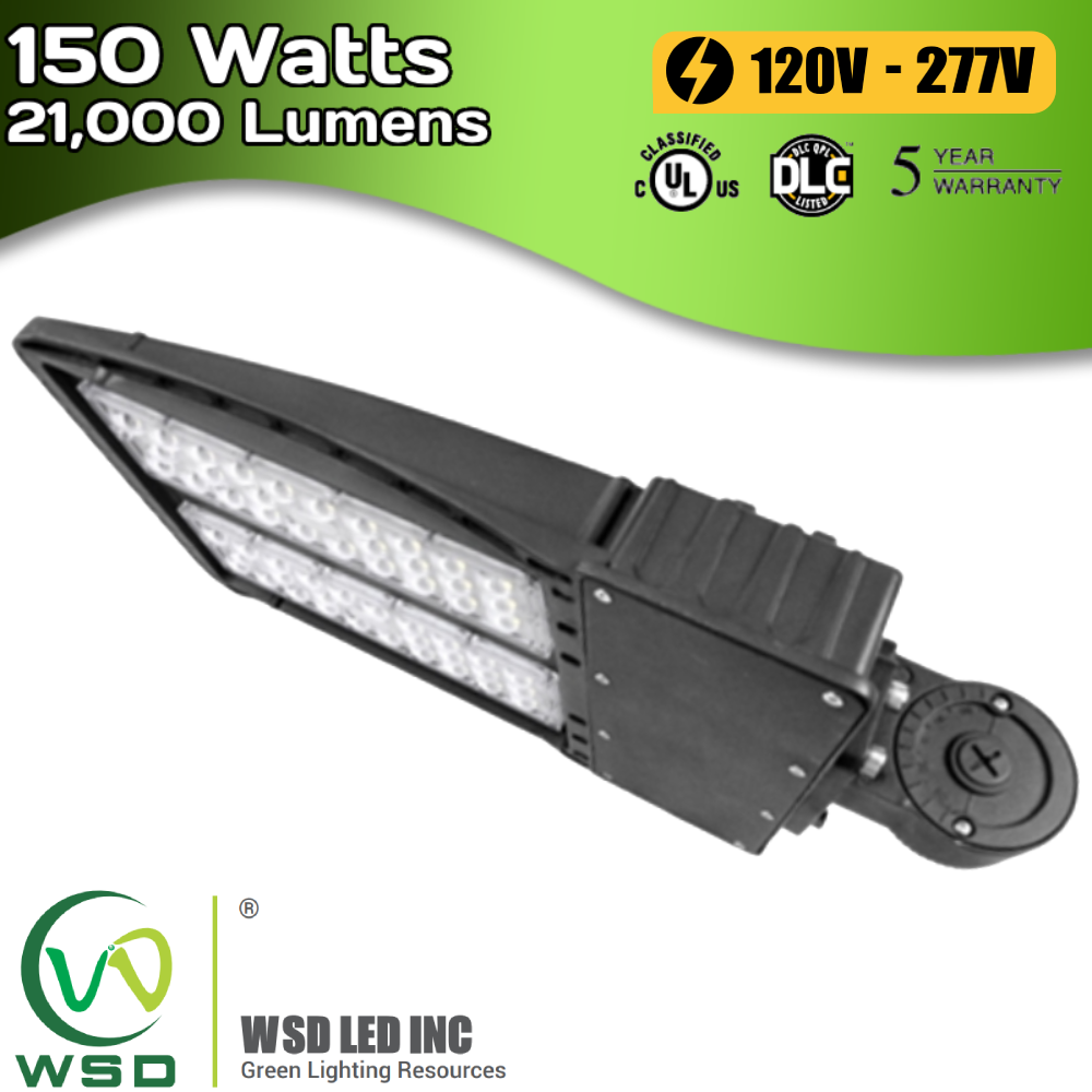 21,000 Lumens - 150 Watt - 5000 Kelvin - AC 120~277 Volt - WSD LED Shoebox Light Fixture