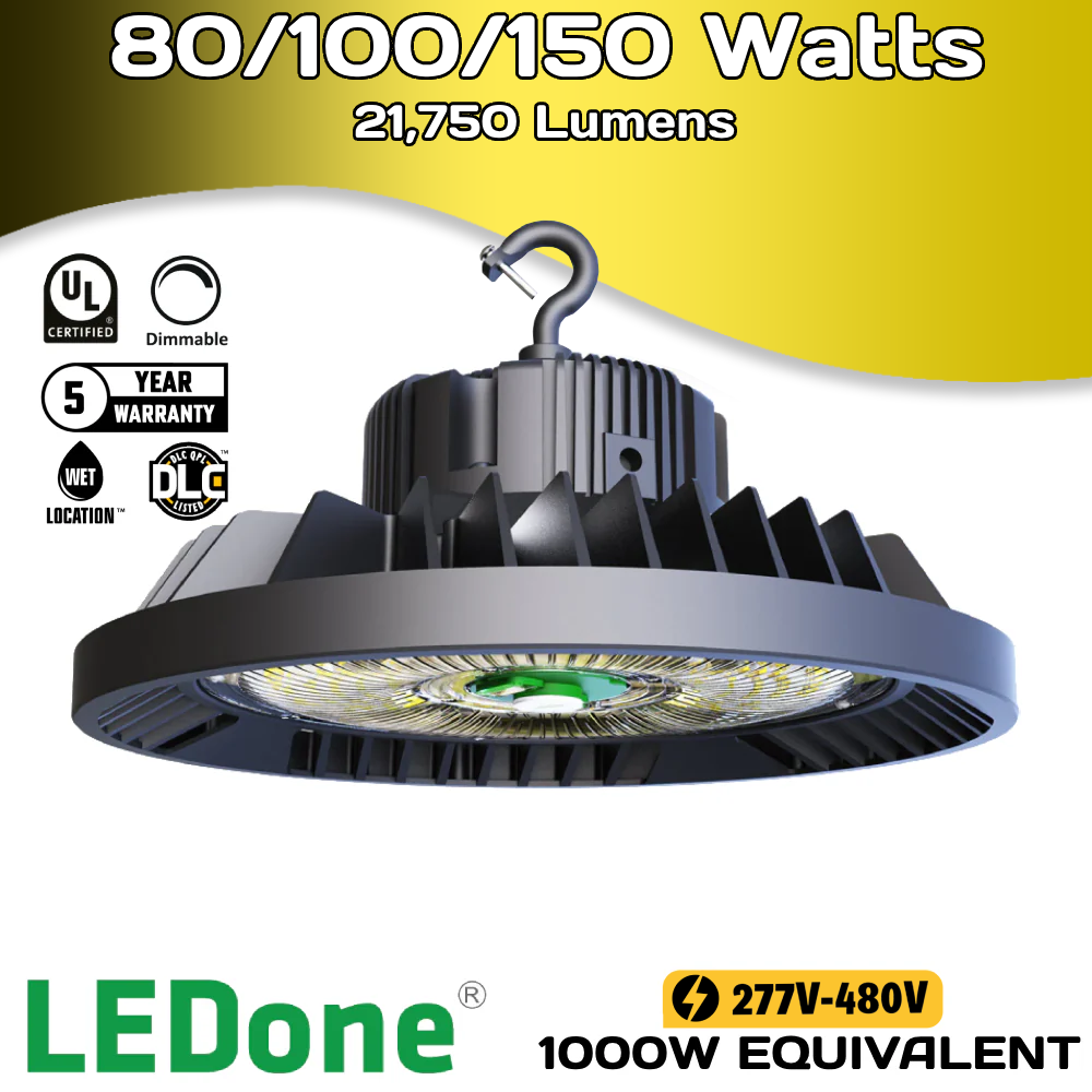 21,750 Lumens - 150 Watt (Adjustable) - 277-480 Volts - 5000 Kelvin - LEDone