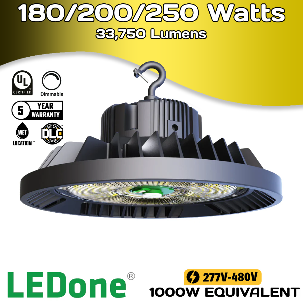 33,750 Lumen - 250 Watt (Adjustable) - 277-480 Volt - LEDone UFO Light