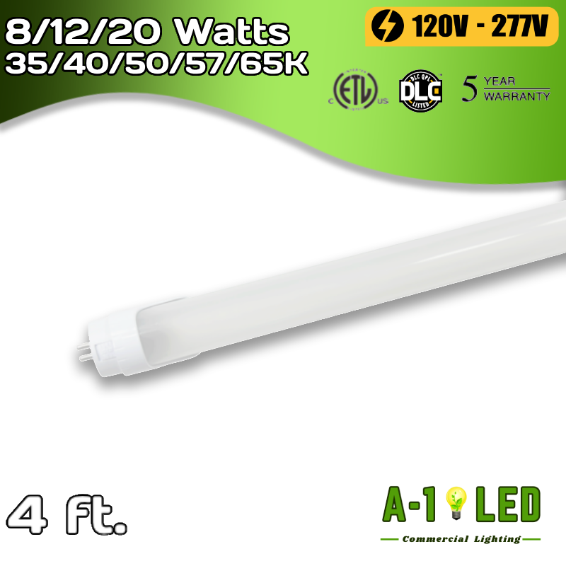 A-1 LED 4ft T8 Tube Multi-adjustable 8/12/20W 35/40/50/57/65K (Case 25)