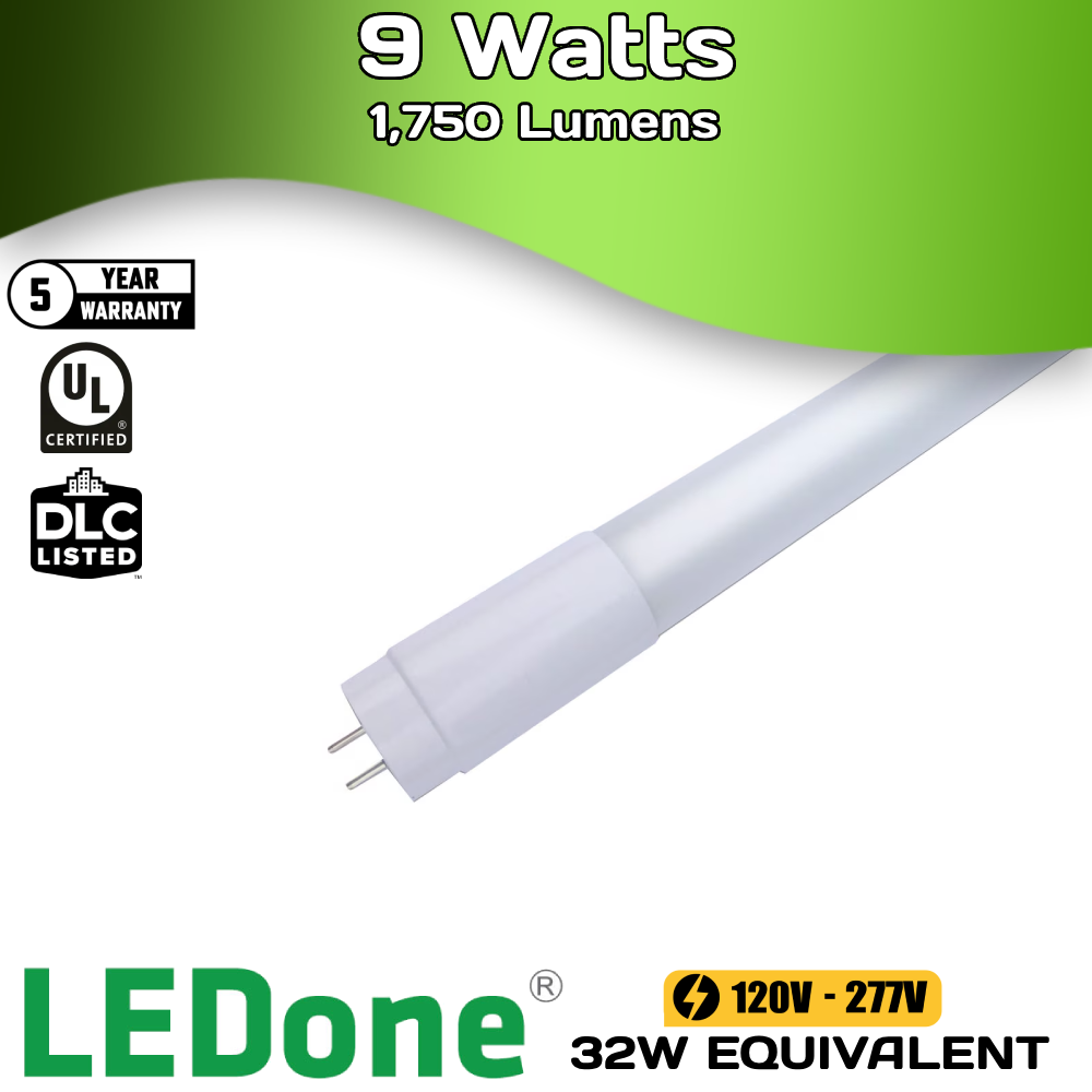 LEDone - 9 Watts - 4ft - T8 - Type B - 1,750 Lumens (Case of 25)