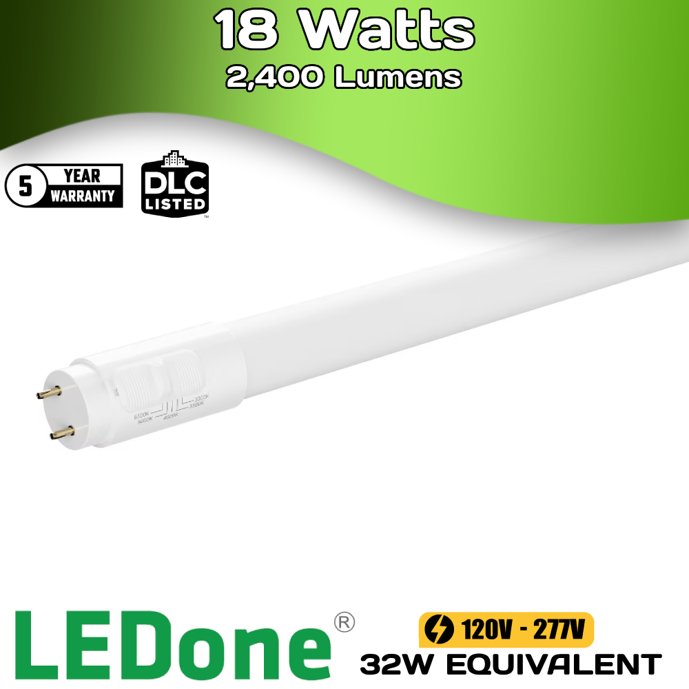 LEDone - 4ft - 9/12/15/18 Watts - T8 - 30/35/40/50/65 K - Tube Light (Case of 25)
