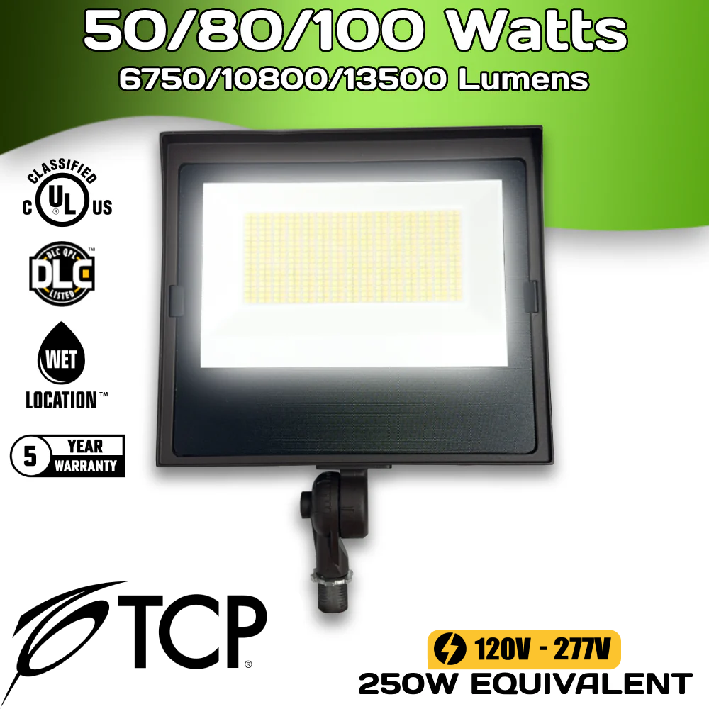 LED Flood Light - 50/80/100 Watts - 6750/10800/13500 Lumens - 30/40/50 Kelvin