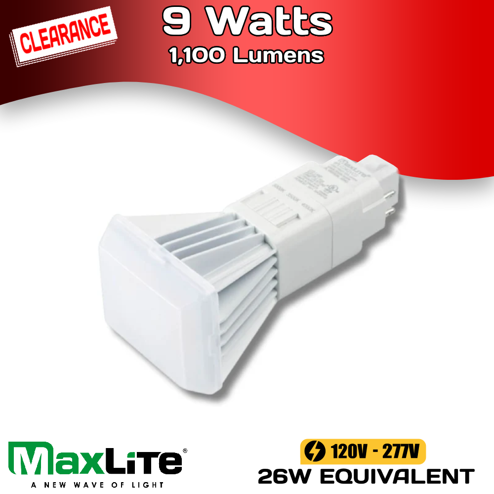 Clearance - MaxLite - 9W - 1,100 Lumens - 30/35/40K - PL Vertical G24Q Base