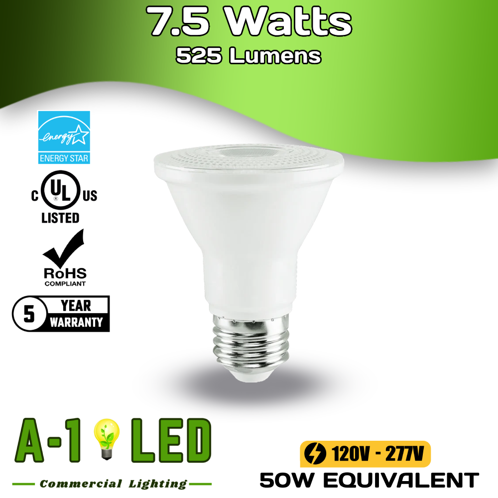 Par 20 - 7.5 Watts - 525 Lumens - 5000 Kelvin