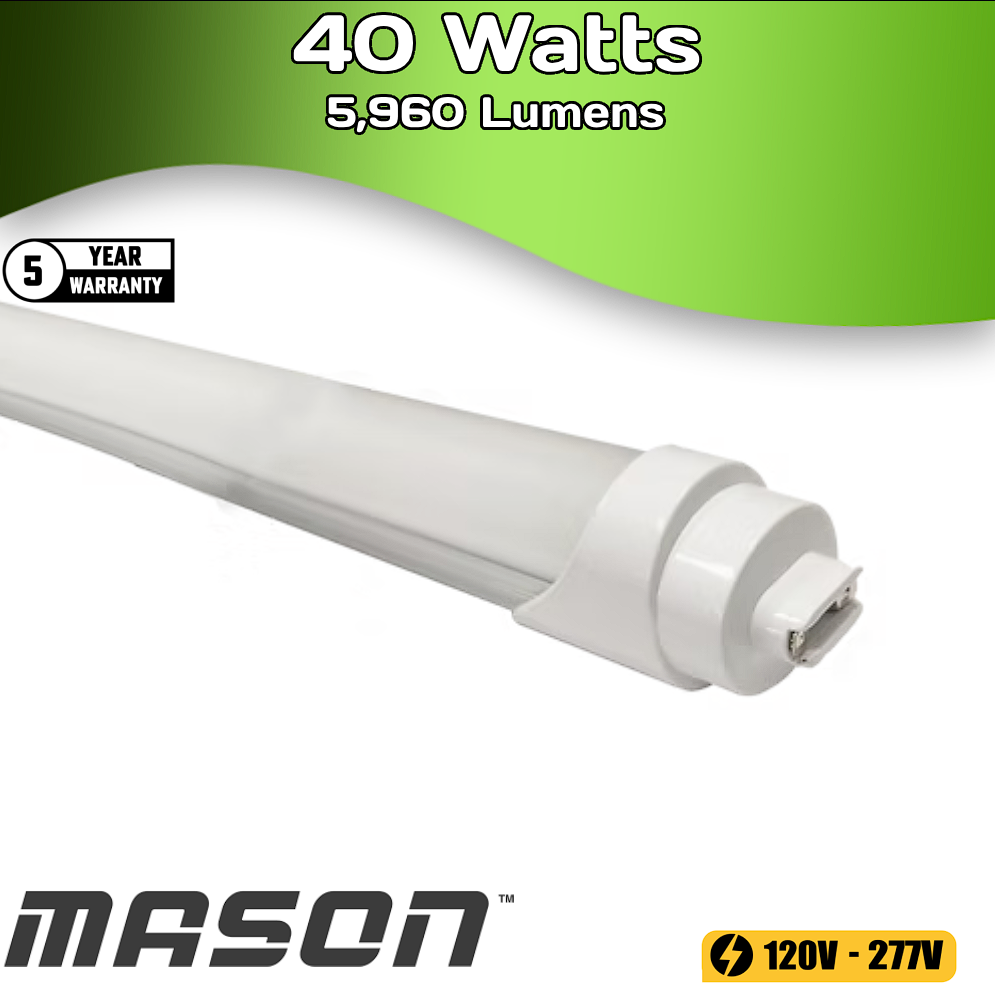 Mason - 8ft Tube (High Output) - 40 Watts - 6,000 Lumens (Box of 15) and (Singles)