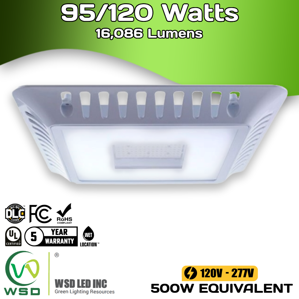 120 Watt - Gas Station Canopy Light - 5000K - 16,086 Lumens