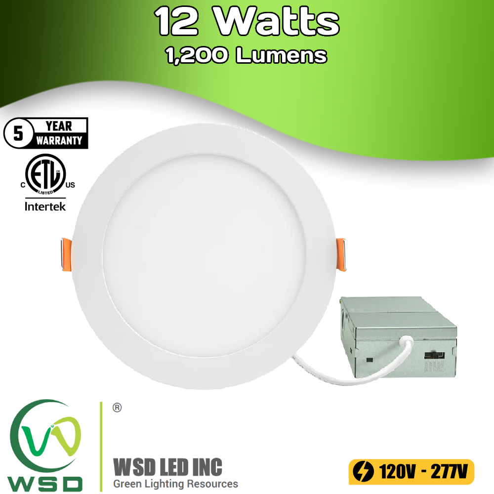 WSD - 6" - 12 Watts - 1200 Lumen - LED Round Slim Panel Light