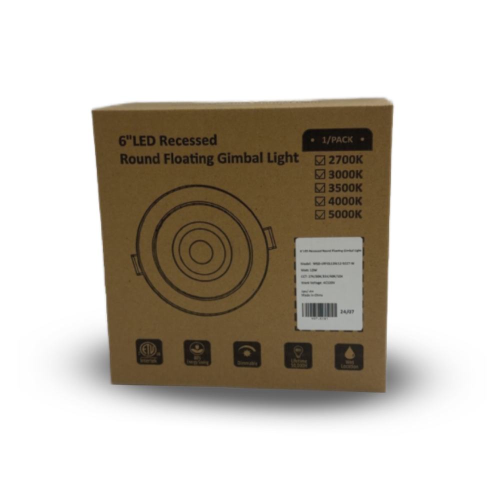 6" Recessed Round Floating Gimbal - 12 Watts - 27/30/35/40/50K