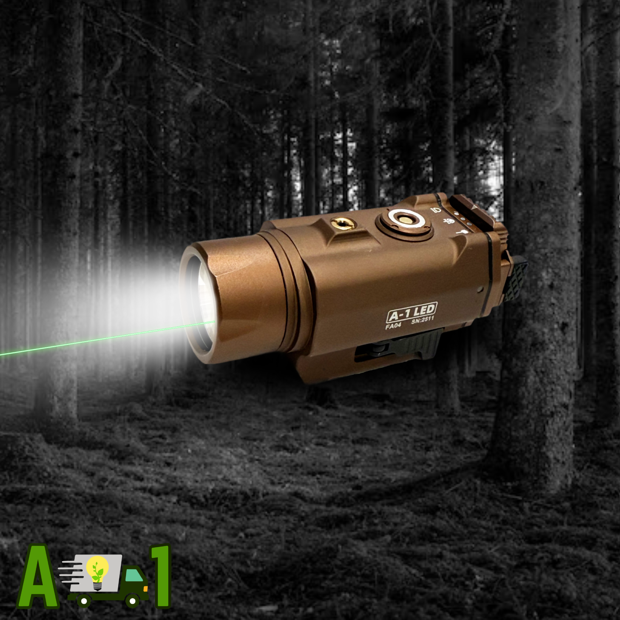 FA04 - 1,500 Lumens - Green Laser - LED Firearm Light